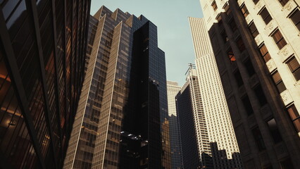 Fototapeta premium A group of tall buildings in New York City, creating a stunning city skyline.