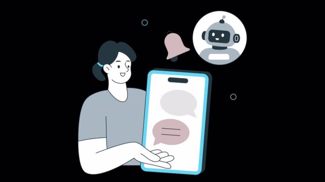 Ai Chatbot  Animation Alpha channel Transparent Background.