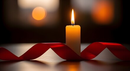 Candle glowing in darkness representing peace, hope, and reflection