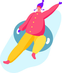 Person sliding down on a snow tube illustration