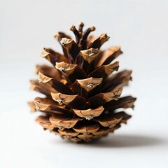 Extreme Close-up of a Pine Cone with Drops of Sticky Tree Resin Sap Against a Smooth White Background
