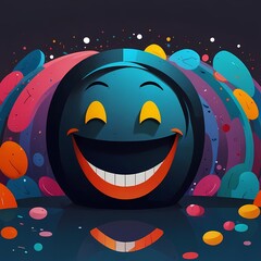 Funny smiling cartoon character with happy face vector illustration 