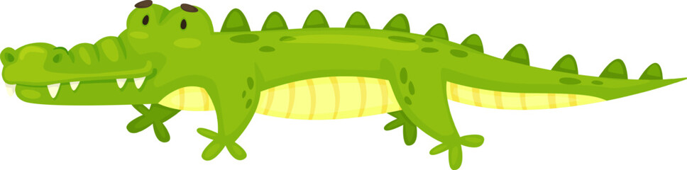 Cartoon green alligator with big teeth character