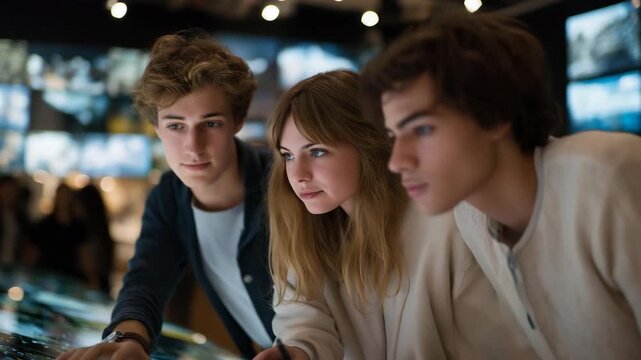 Senior group collaborating on robotics project surrounded by digital screens and coding interfaces, showcasing empowerment through learning, innovation at any age, and senior participation in