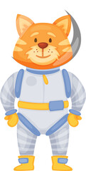 Cartoon cat wearing a space suit, ready for adventure