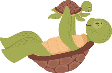 Parent turtle holding baby turtle symbolizing love and care
