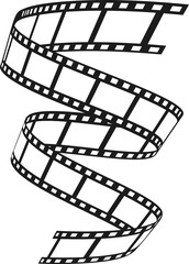 Film strip spiraling design showing cinema industry concept