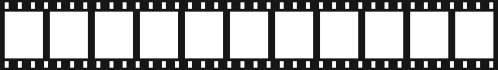 Film strip showing ten empty movie frames