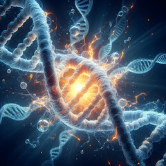 Cinematic 3D Render of DNA Strands Separating: Double Helix Denaturation for Science and Medical Concepts