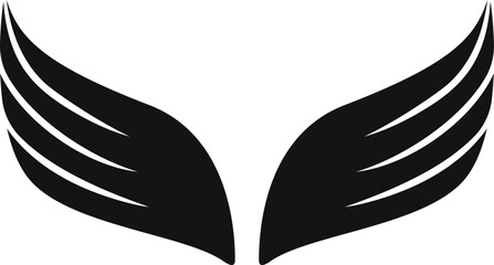 Stylized flying wings creating a symbolic black icon