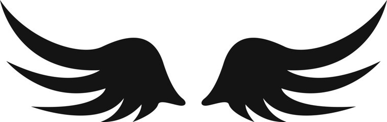 Black stylized wings flying symbol representing freedom