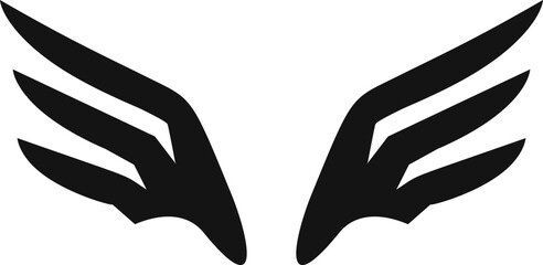 Black stylized wings flying symbol vector illustration