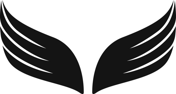 Stylized flying wings creating a symbolic black icon