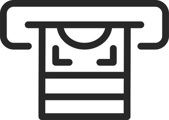 Cash machine dispensing banknotes line icon concept