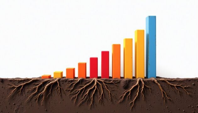 Colorful Growth Bar Graph Earthly Surface