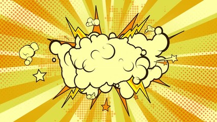 Comic book explosion effect with empty pop art speech bubble - Powered by Adobe