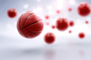 Basketball Dream: A close-up shot of a textured basketball, illuminated against a blurred, ethereal backdrop, conveying a sense of energy and athletic potential.