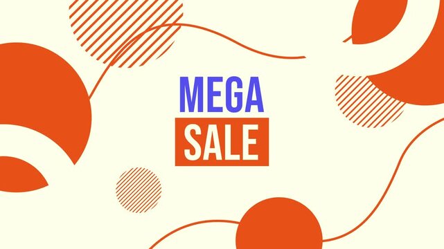 Mega sale ad on lite yellow background. Promotion banner geometric style