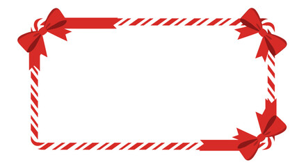 Festive frame with candy cane stripes and red bows for christmas cheer
