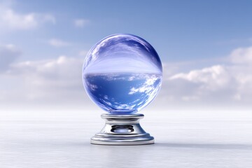 Crystal Ball Gazing: A mesmerizing glass sphere, reflects the sky, symbolizing vision, foresight, and contemplation, offering a glimpse into possibilities.