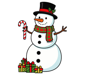 snowman with gift