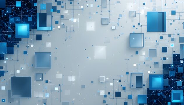"Futuristic soft blue geometric squares pattern background with modern technology abstract design space"