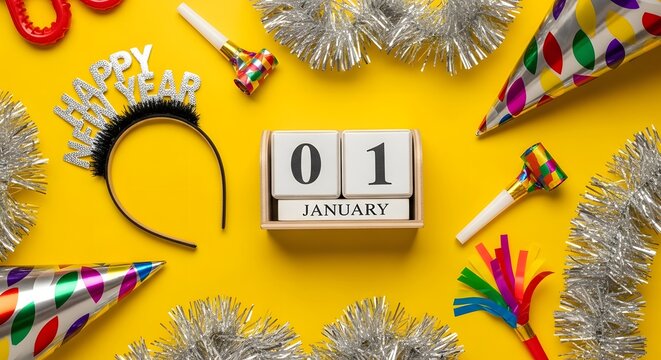 New year s day celebration with festive party supplies