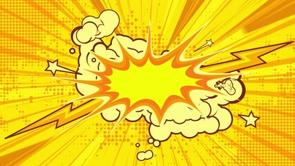 Comic book explosion drawing on retro pop art background - Powered by Adobe