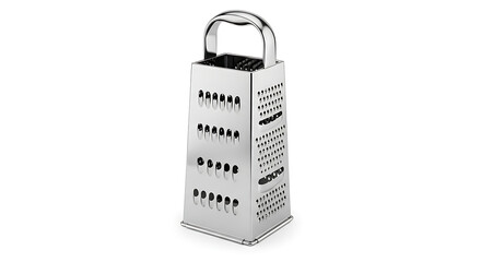 High-quality stainless steel box grater, an indispensable kitchen tool with multiple grating surfaces for efficient food preparation, ideal for cheese, vegetables, and spices