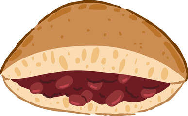 Dorayaki Japanese red bean pancake illustration