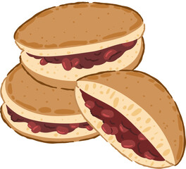 Dorayaki Japanese red bean pancake illustration