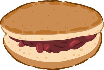 Dorayaki Japanese red bean pancake illustration