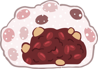 Mame daifuku Japanese mochi with red bean illustration