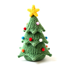 Festive green fir christmas tree decorated with gold balls and star ornaments for a joyful winter holiday season celebration