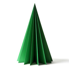 3D green Christmas tree vector illustration with a geometric paper cone shape isolated on white for a winter holiday, Xmas party, or New Year celebration card design