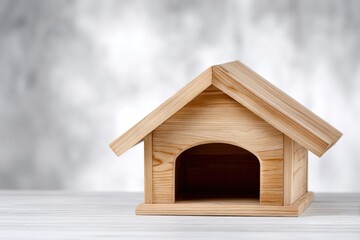 Tiny Timber Dwelling: A miniature wooden house, meticulously crafted with natural grain, sits gracefully. This symbol evokes ideas of shelter, comfort, and the simplicity of home.