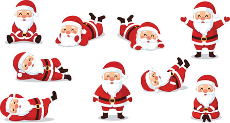 Various Santa Claus poses in a festive Christmas holiday scene joyful and merry 1.
