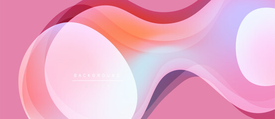 Abstract fluid shapes, pink hues dominate. Soft gradients create dynamic background, modern design element. Light, shadow interplay.