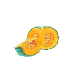 水彩絵の具で描いたカボチャ