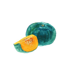 水彩絵の具で描いたカボチャ