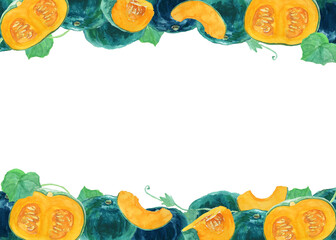 水彩絵の具で描いた手描きのかぼちゃ背景