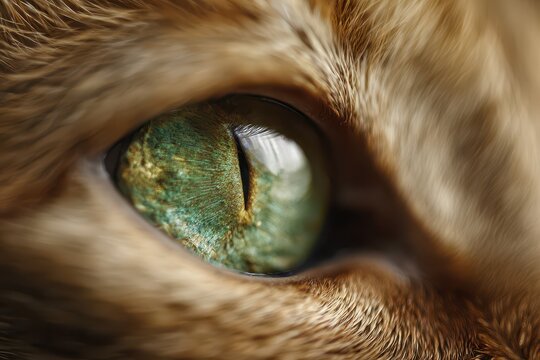 Hyper-detailed cat eye macro shot, sharp iris texture and moisture on the cornea - Powered by Adobe