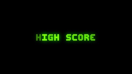 Retro arcade text "HIGH SCORE" pixel animation for leaderboard UI - Powered by Adobe