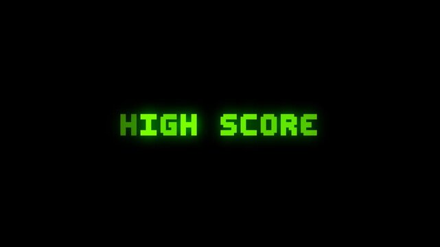 Retro arcade text "HIGH SCORE" pixel animation for leaderboard UI