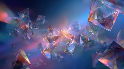 Iridescent Diamond Prism Artwork: Colorful Spectrum Glow in an Abstract Digital Illustration