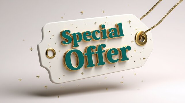 Isolated 3D promotional graphic featuring a discount banner and shimmering effects