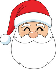 Cheerful Santa Claus Face with a Red Hat and White Beard.