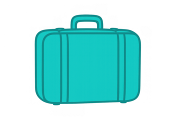 Tourism and vacation concept presenting a turquoise suitcase for travel, baggage, and holidays with transparent background