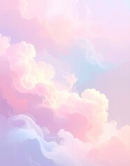 Pastel clouds swirl, soft, dreamy, airy sky art