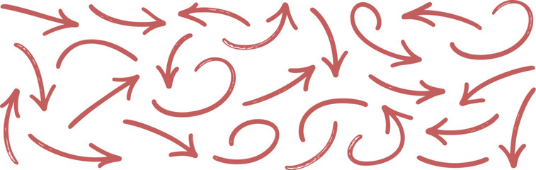 Red Hand Drawn Arrows Collection direction pointer